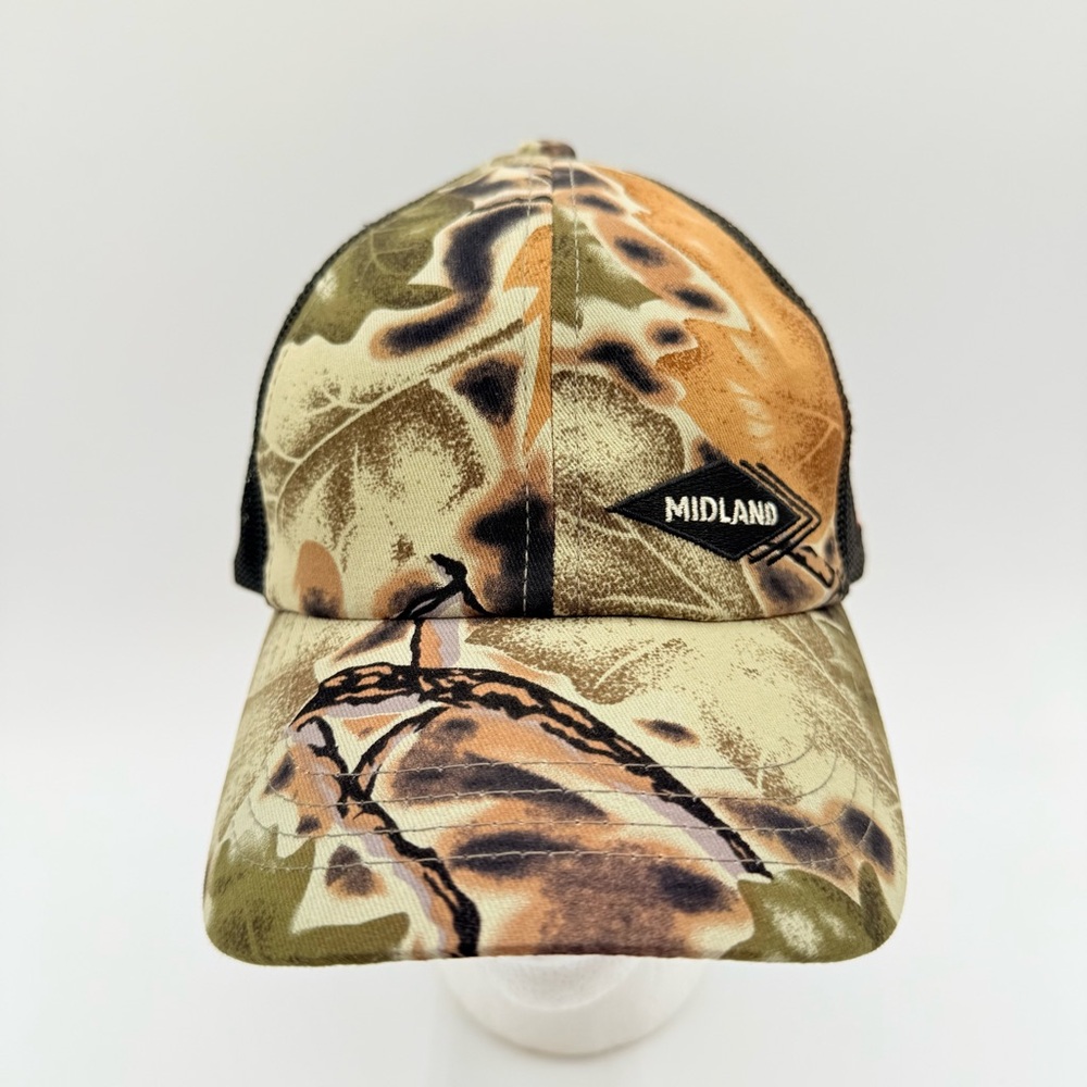 Camo Midland  Mesh Strapback Hat Y2K Hunting Outdoors USA Flag embroidered